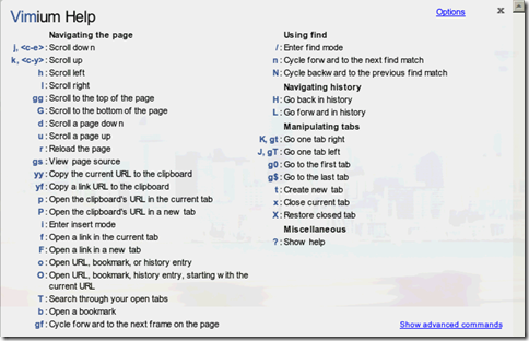 Chromeをマウスなしで操作するための拡張「Vimium」で快適なブラウジングを